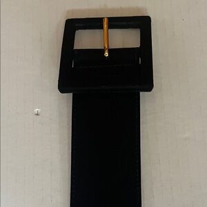 St. John Collection Black Belt with Square Gold Buckle